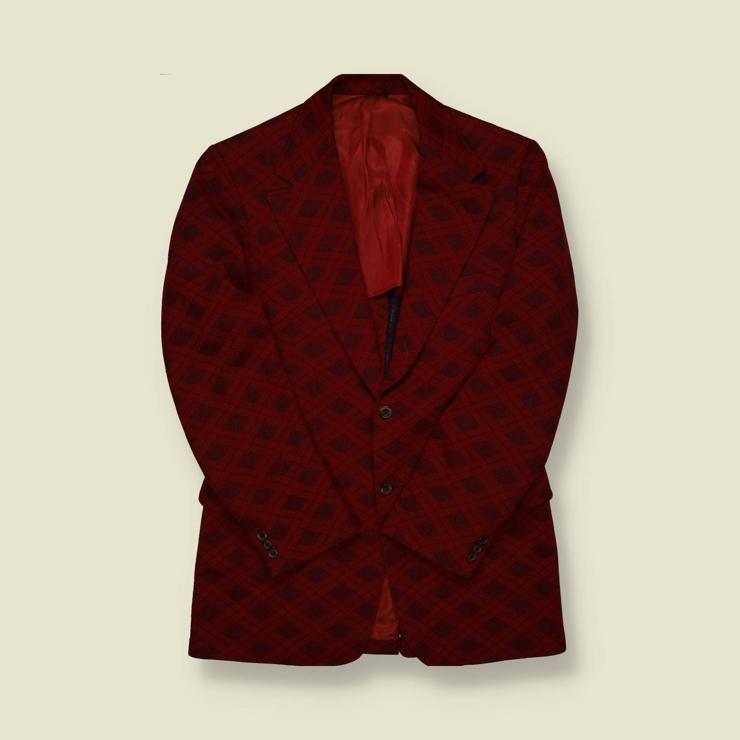 1970s Oak Hall Red Diamond Check Blazer - M
