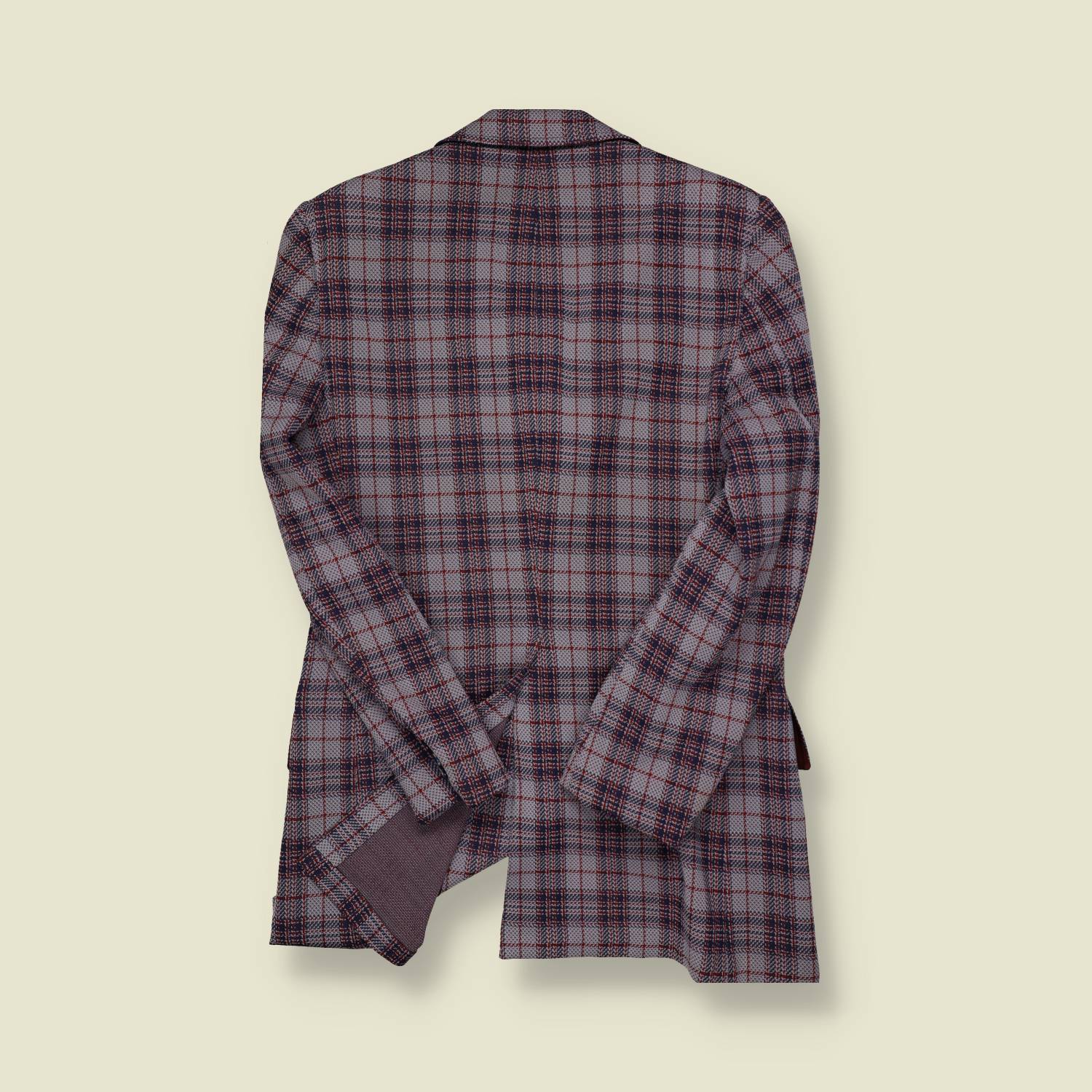 1970s Grey & Red Plaid Blazer - M