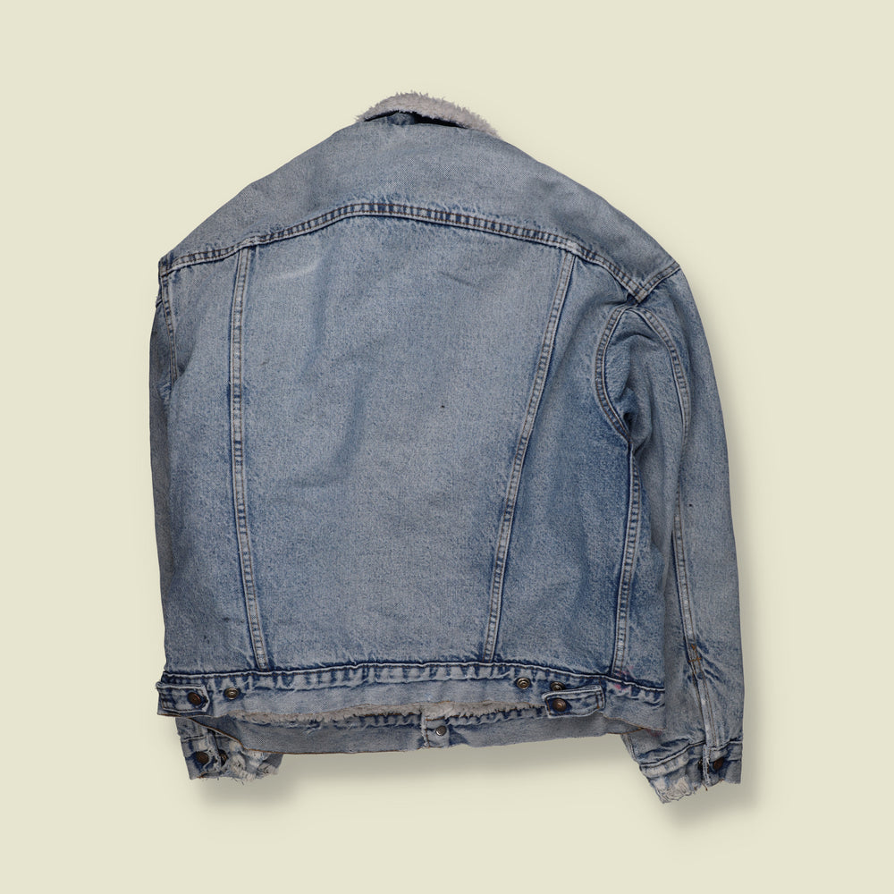 1980s | Levi's | Sherpa Lined Denim Trucker Jacket | Light Blue - XXL