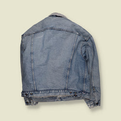 1980s | Levi's | Sherpa Lined Denim Trucker Jacket | Light Blue - XXL