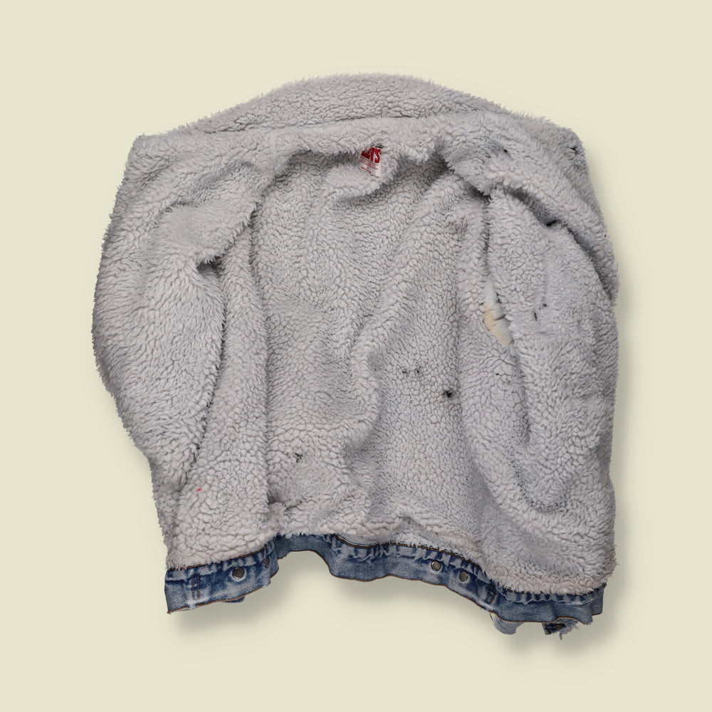 1980s | Levi's | Sherpa Lined Denim Trucker Jacket | Light Blue - XXL