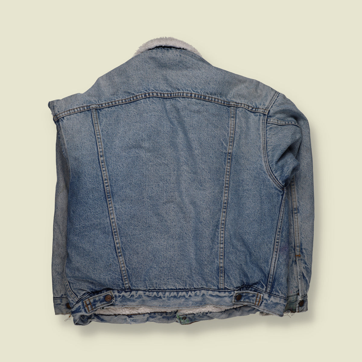 1980s | Levi's | Sherpa Lined Denim Trucker Jacket | Light Blue - XXL