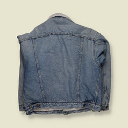 1980s | Levi's | Sherpa Lined Denim Trucker Jacket | Light Blue - XXL