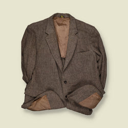 1970s | Harris Tweed | Wool Single-Breasted Tailored Blazer | Brown - 3XL