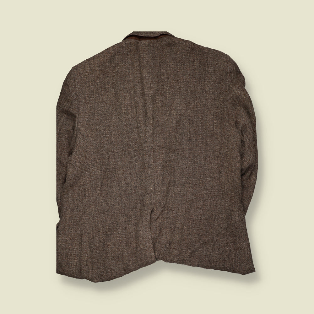 1970s | Harris Tweed | Wool Single-Breasted Tailored Blazer | Brown - 3XL