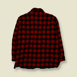 1950s | Woolrich | Buffalo Plaid Check Zip-Up Wool Hunting Shirt | Red & Black - XL