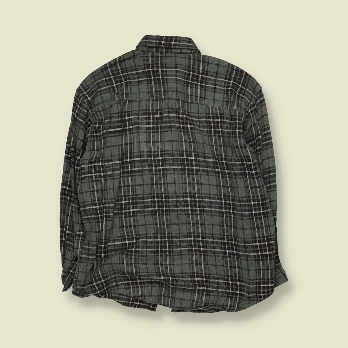 2000s | Woolrich | Plaid Check Long Sleeve Flannel Shirt | Sage Green, Black & White - M