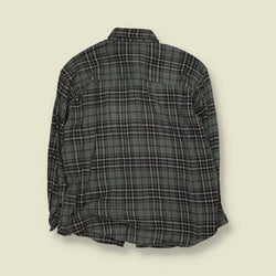 2000s | Woolrich | Plaid Check Long Sleeve Flannel Shirt | Sage Green, Black & White - M