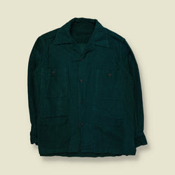 1970s | Corduroy Four-Pocket Chore Work Jacket | Dark Green - XL