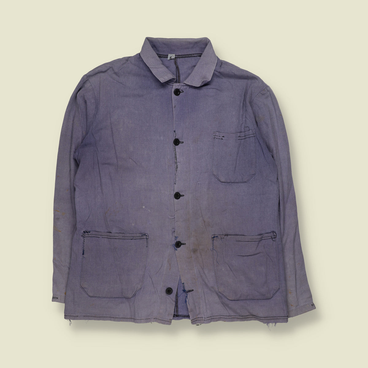 1980s | Three-Pocket Cotton Chore Work Jacket | Faded Blue - XS