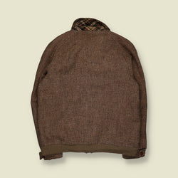 1980s | Christopher Dawes | Harris Tweed Houndstooth Bomber Jacket | Brown | Made in Yorkshire - XXL