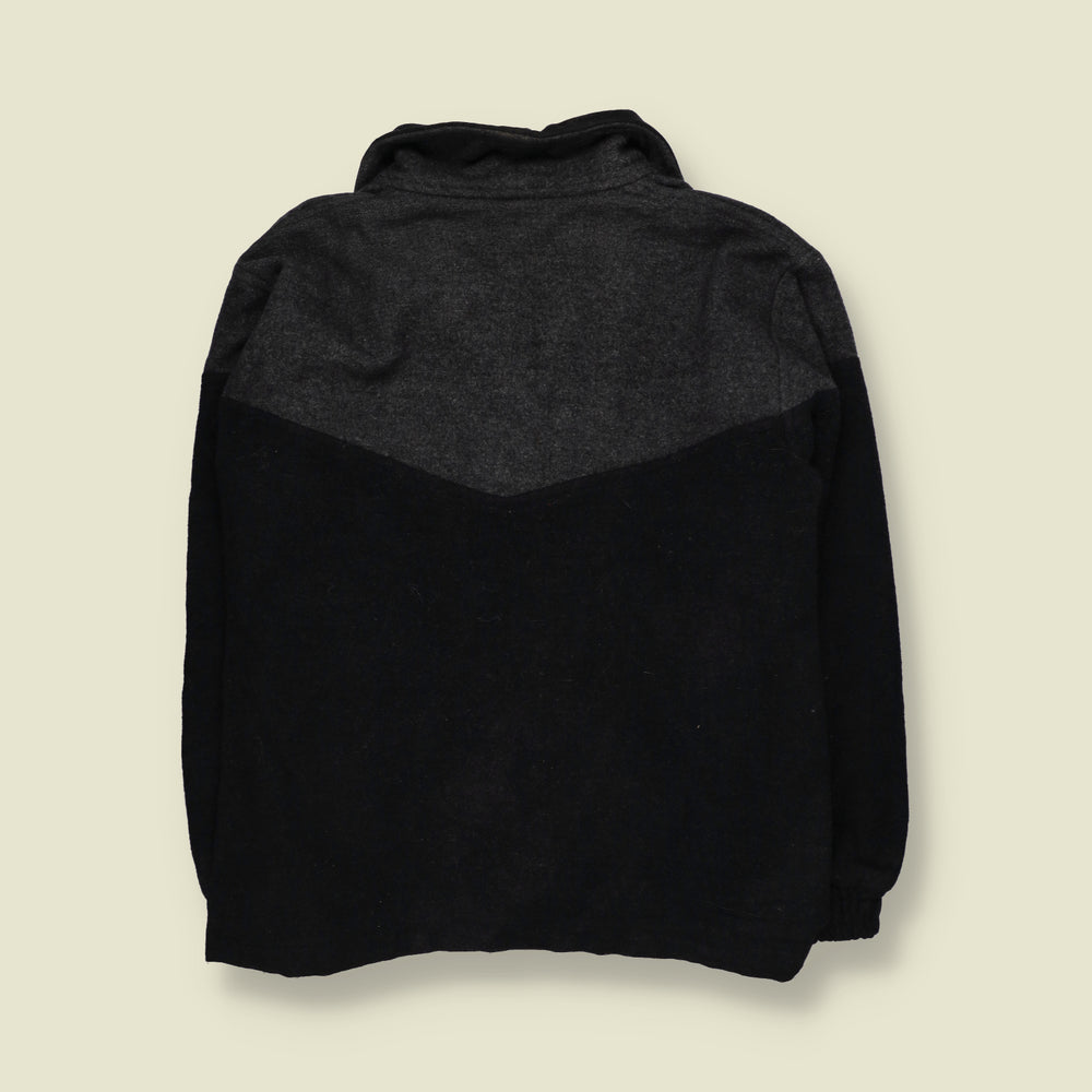 1990s | Salkanto | Alpaca Wool Bomber Jacket with Aztec Pattern Trim | Black & Grey - XXL