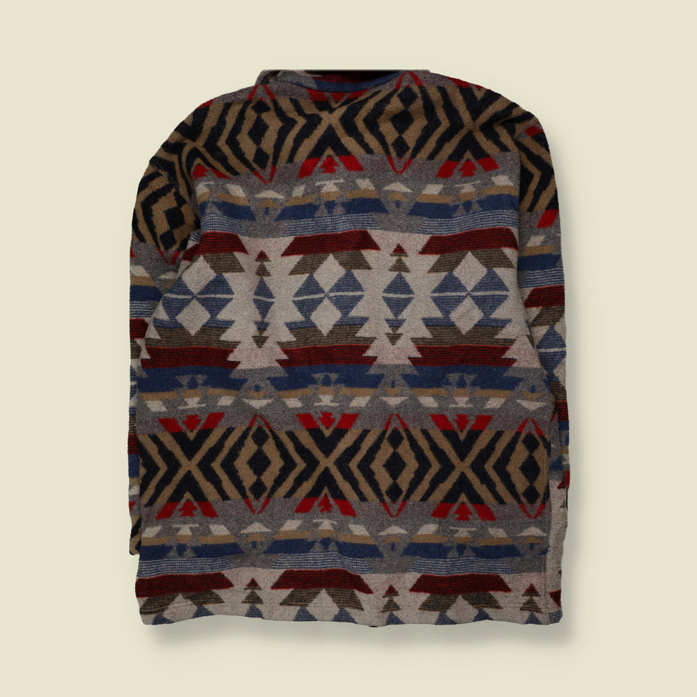 2000s | s.Oliver | Aztec Geometric Pattern Overshirt with Patch Pockets | Multicolour - 3XL