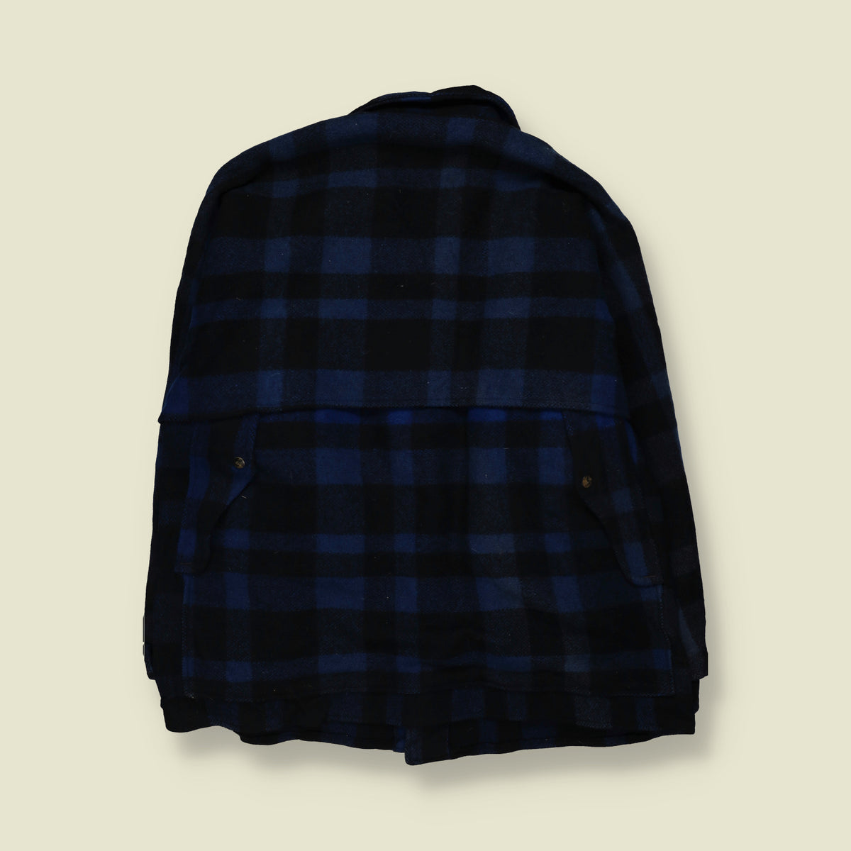 1960s | Main Line | Heavyweight Buffalo Plaid Mackinaw Work Jacket | Blue & Black | Union Made NY - XL