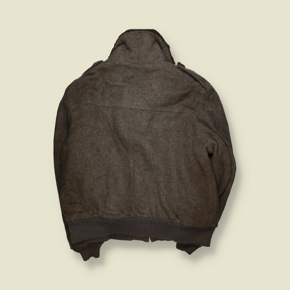 1960s | Wool Flight Jacket with Sherpa Lining & Collar | Brown - 3XL