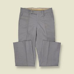 1970s | Micro Check Straight Leg Trousers | Grey & Black - w30