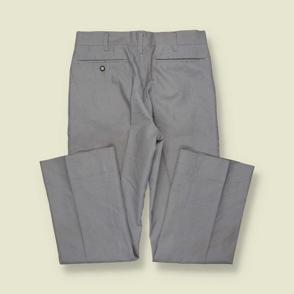 1970s | Micro Check Straight Leg Trousers | Grey & Black - w30