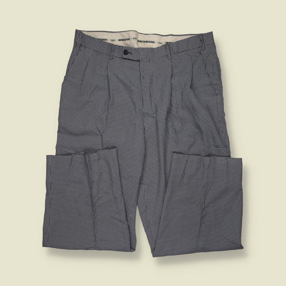 1980s | Bay Hill Classic | Pleated Micro Check Tailored Trousers | Grey & Black - w34