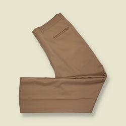 1970s | Flat Front Straight Leg Tailored Trousers | Tan - w36