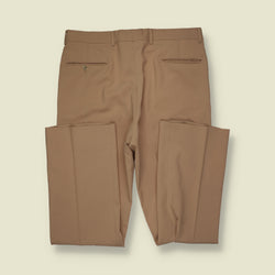 1970s | Flat Front Straight Leg Tailored Trousers | Tan - w36