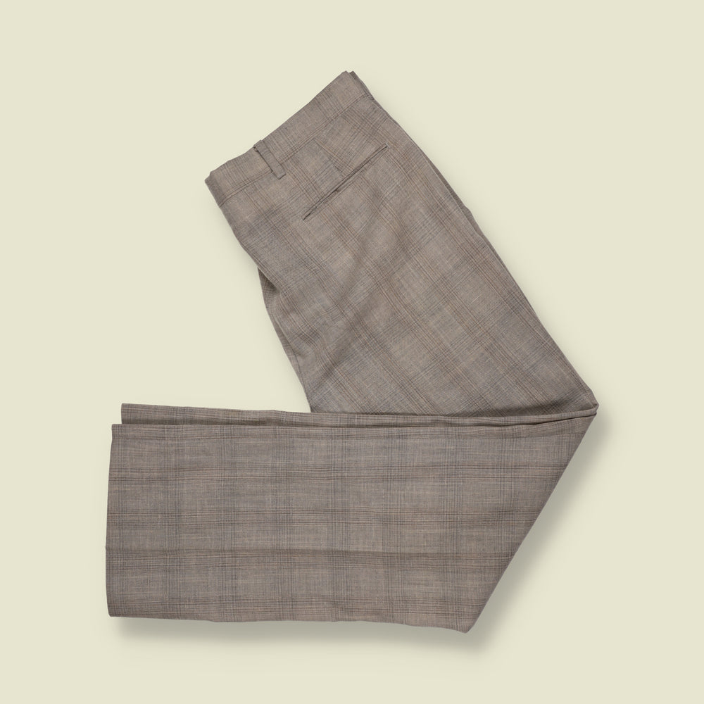 1970s | Subtle Check Straight Leg Tailored Trousers | Grey - w34