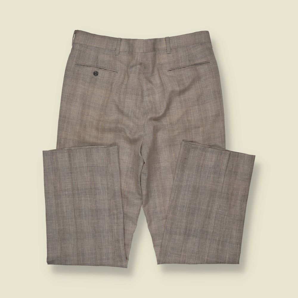 1970s | Subtle Check Straight Leg Tailored Trousers | Grey - w34