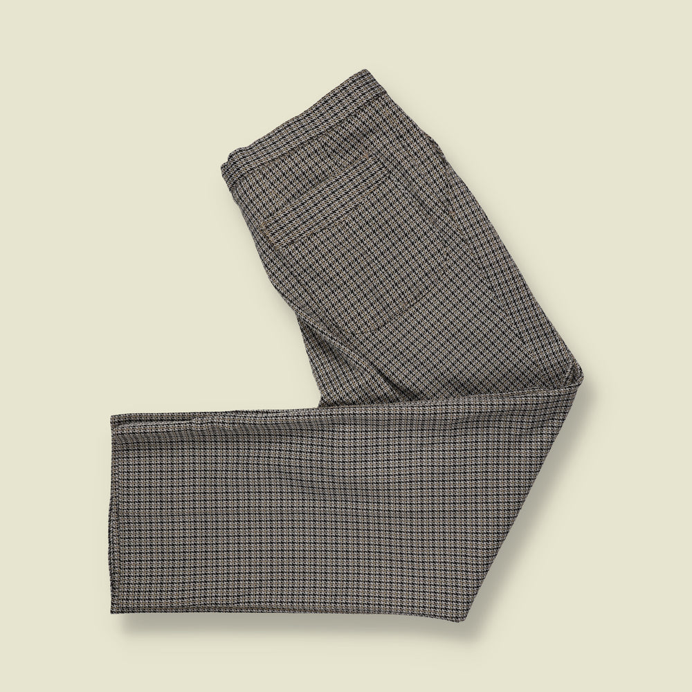 1970s | Geometric Pattern Straight Leg Tailored Trousers | Black & Cream - w32