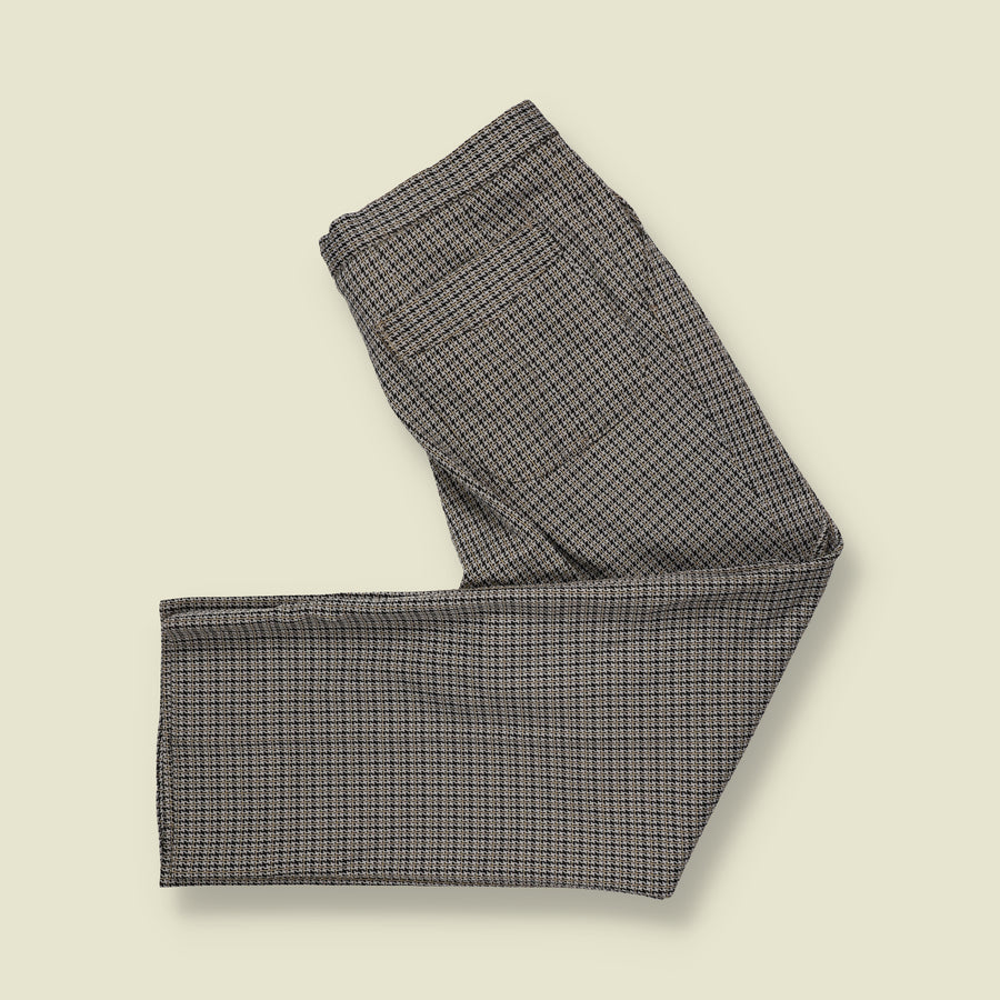 1970s | Geometric Pattern Straight Leg Tailored Trousers | Black & Cream - w32