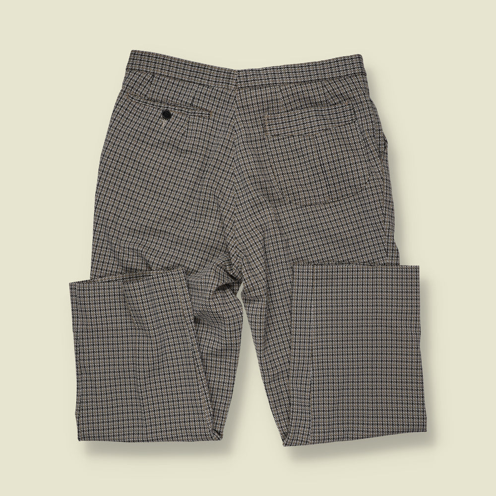 1970s | Geometric Pattern Straight Leg Tailored Trousers | Black & Cream - w32