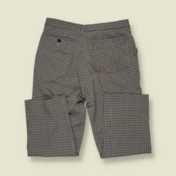 1970s | Geometric Pattern Straight Leg Tailored Trousers | Black & Cream - w32
