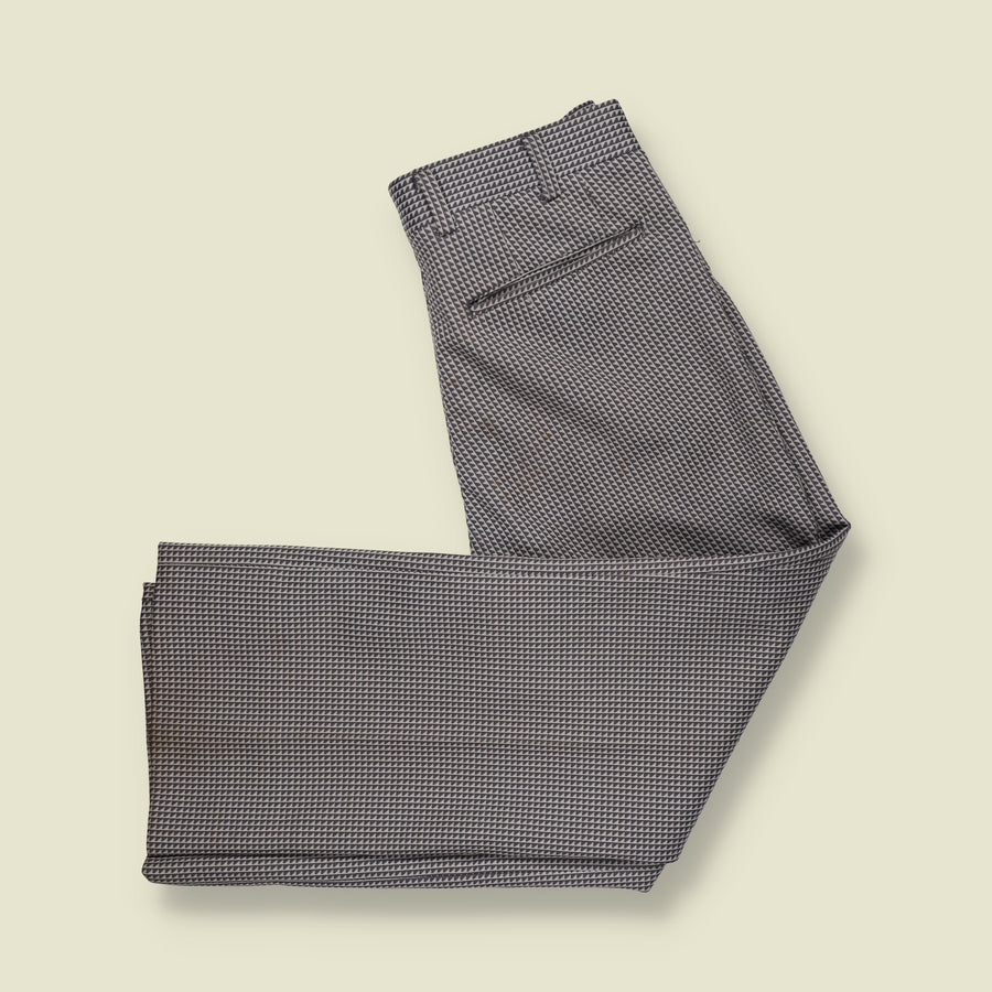 1970s | Geometric Triangle Pattern Straight Leg Tailored Trousers | Black & White - w30
