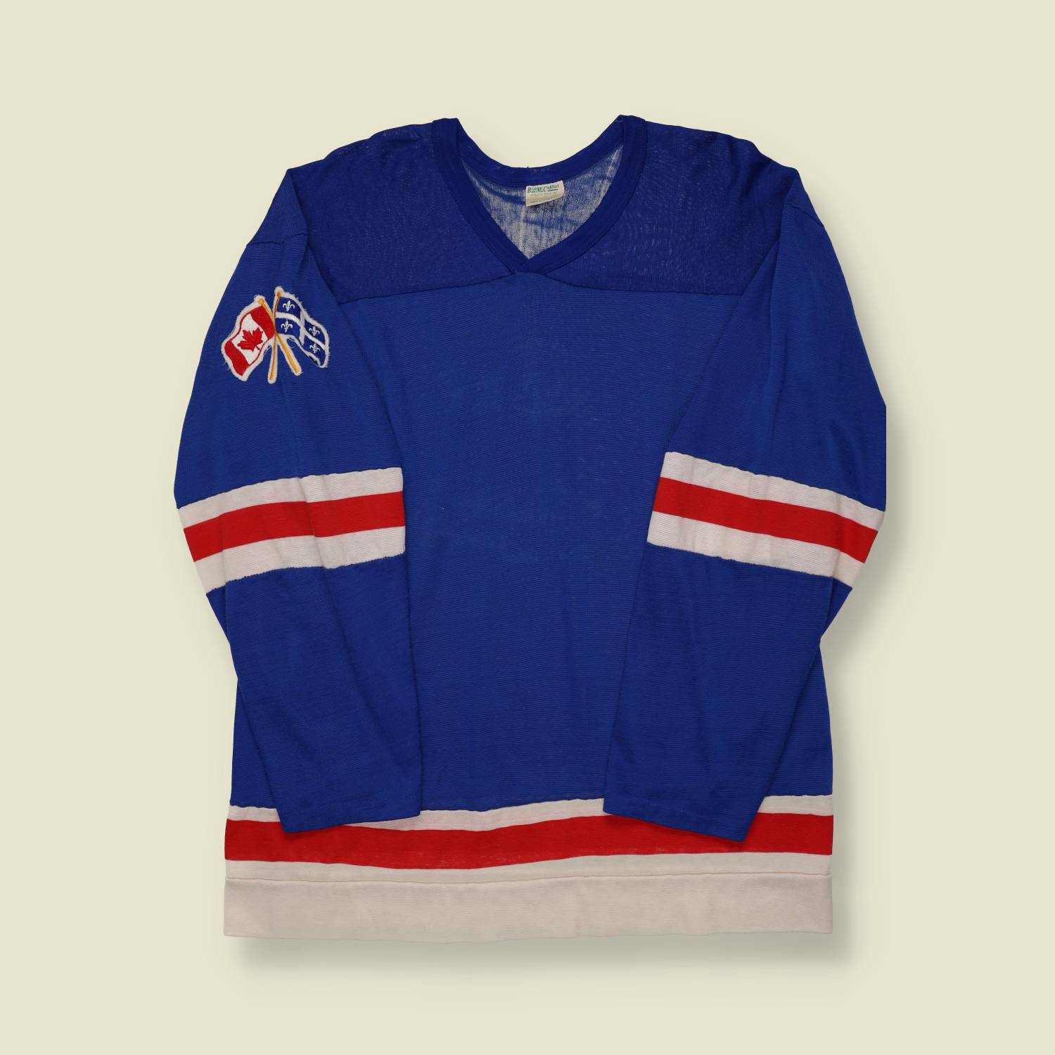 1970s Bob McCarthy Hockey Jersey – Canada/Quebec Flag Patch - M/L