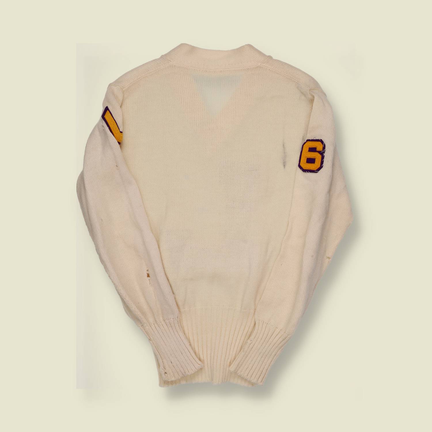 1950s–60s Spalding Varsity Sweater – White with Gold “L” - XS/S