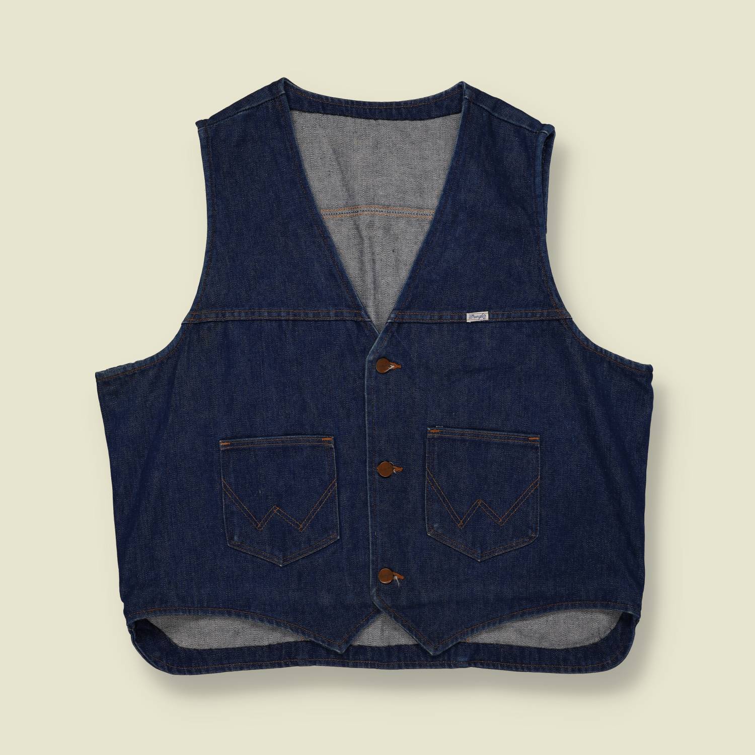 1970s Wrangler Denim Vest – Western “W” Pockets - L/XL