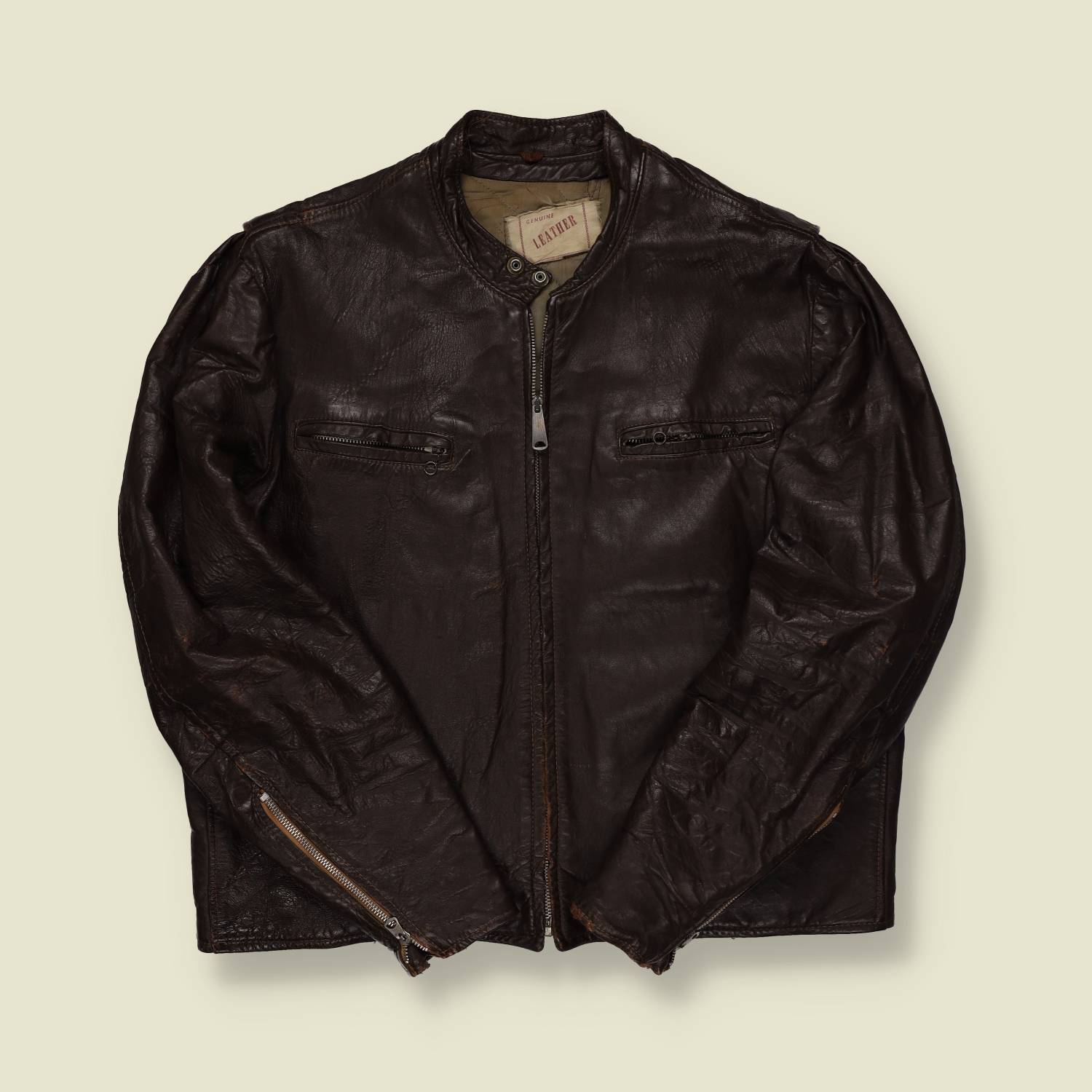 1960s Brown Leather Café Racer Jacket - M/L