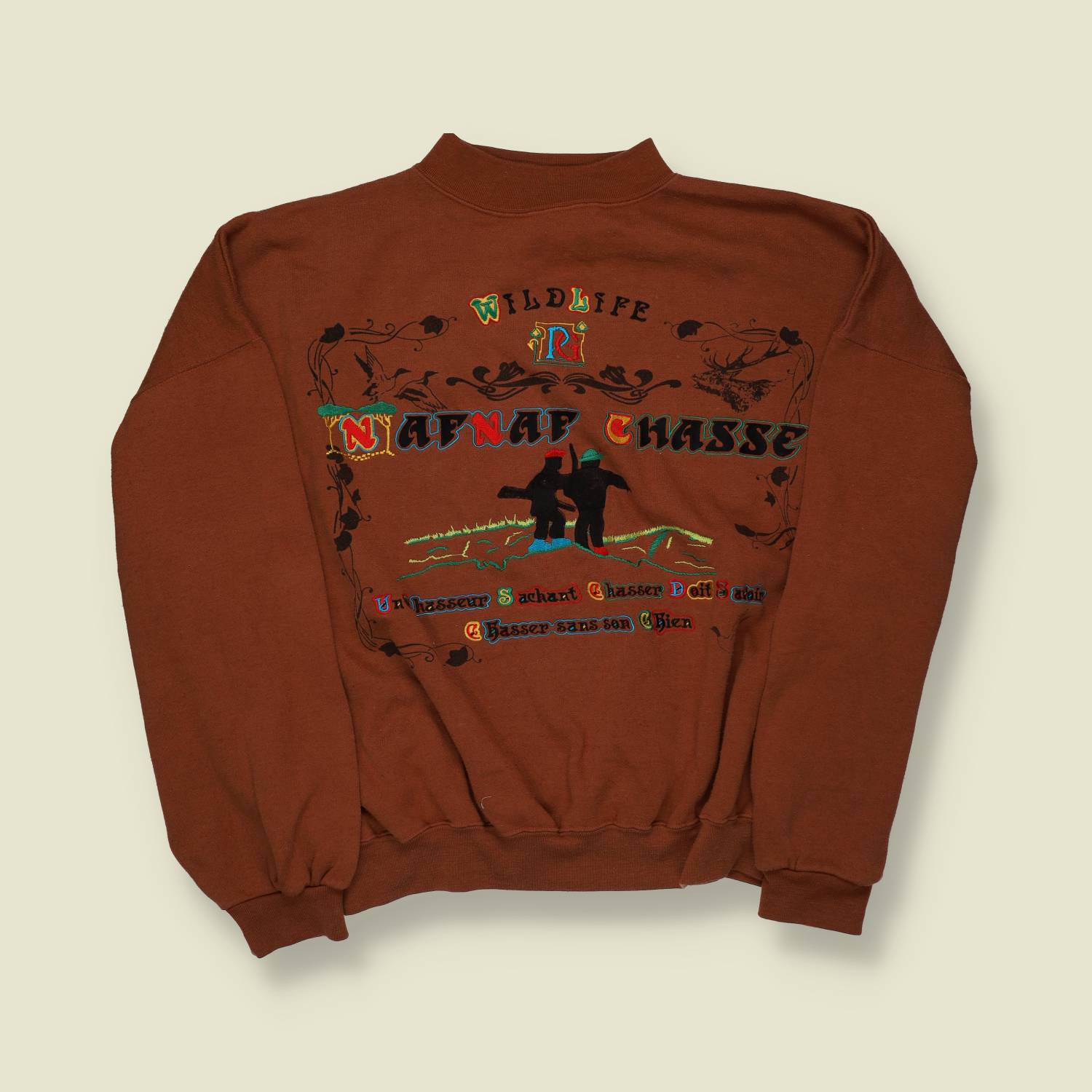 1980s–90s Naf Naf Chasse Hunting Sweatshirt – Brown - M