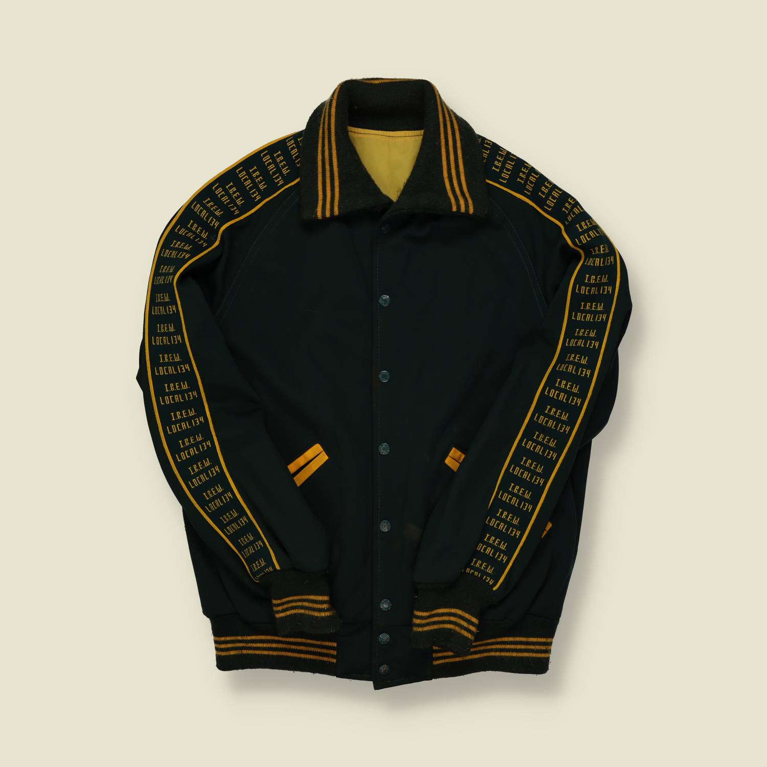 1970s–80s I.B.E.W. Local 134 Union Jacket – Black/Gold - M