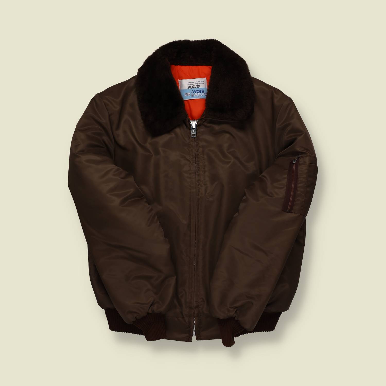 1970s–80s Work Leisure Bomber Jacket – Brown/Orange - M