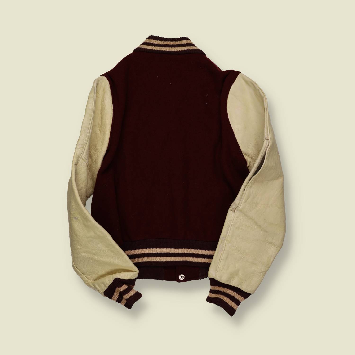 1950s Wool & Leather Varsity Jacket – H Patch with Football Motif - S