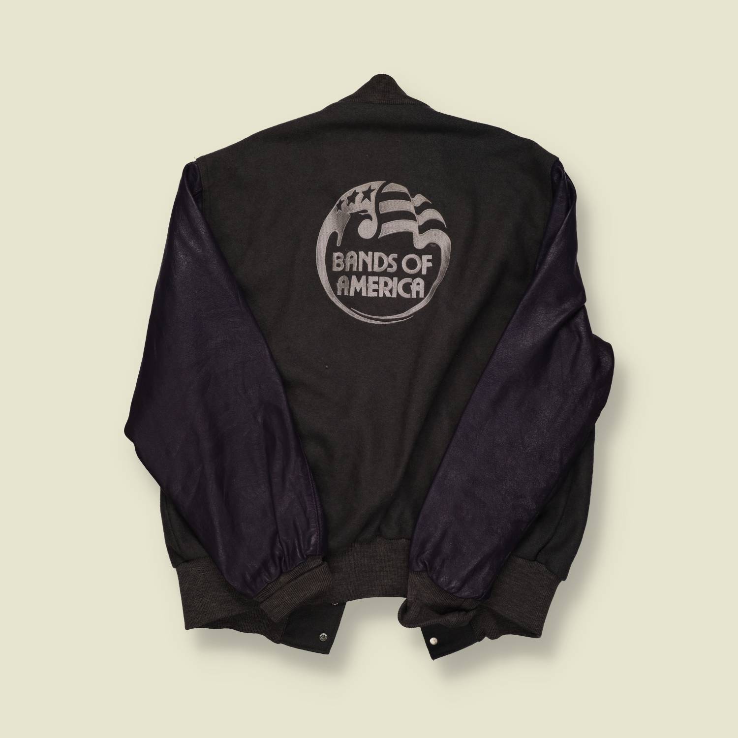 1980s Holloway Wool & Leather Varsity Jacket – Bands of America - L