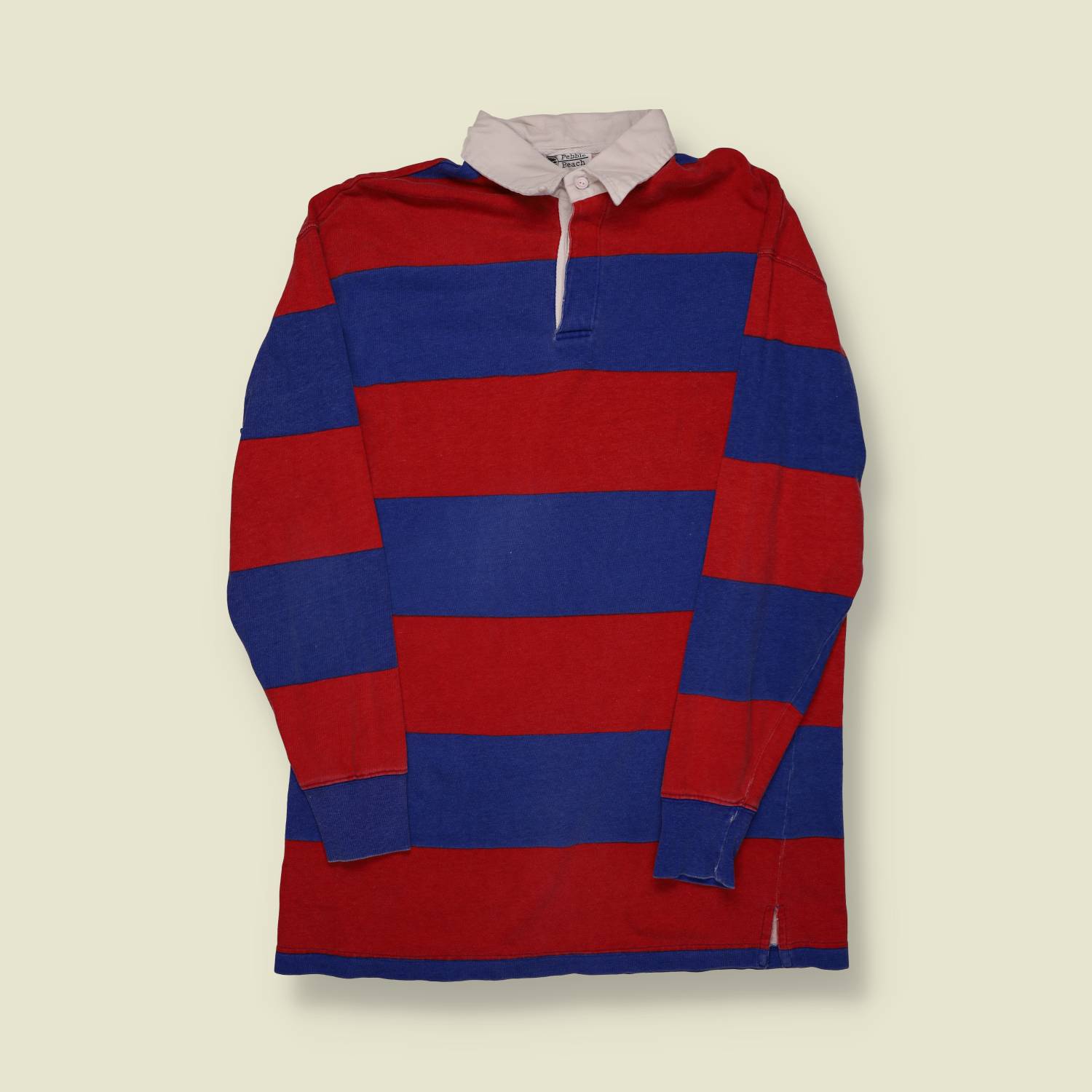 1980s Pebble Beach Rugby Shirt – Red & Blue Stripe - M