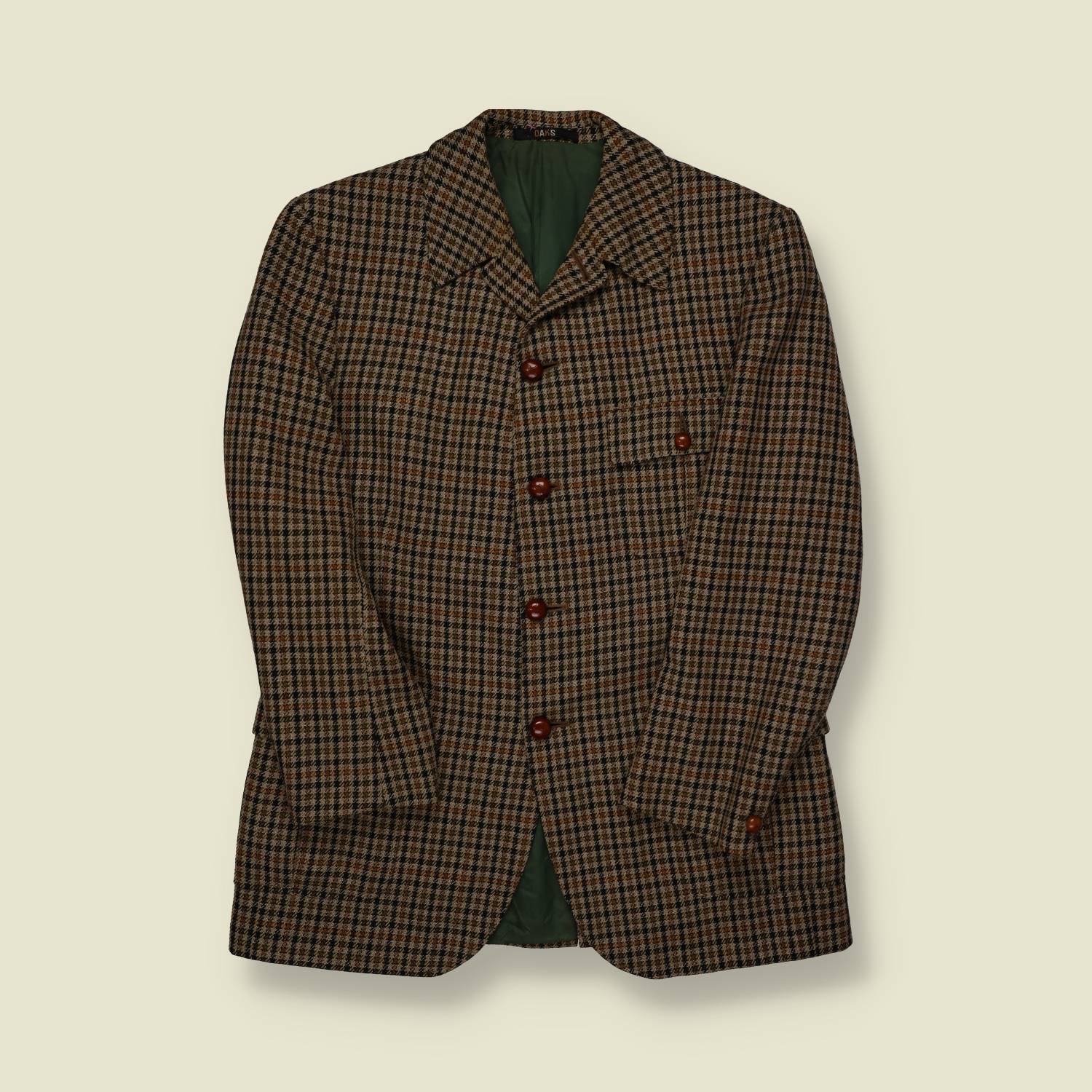 1970s DAKS Checked Blazer – Brown & Green Tones - S/M