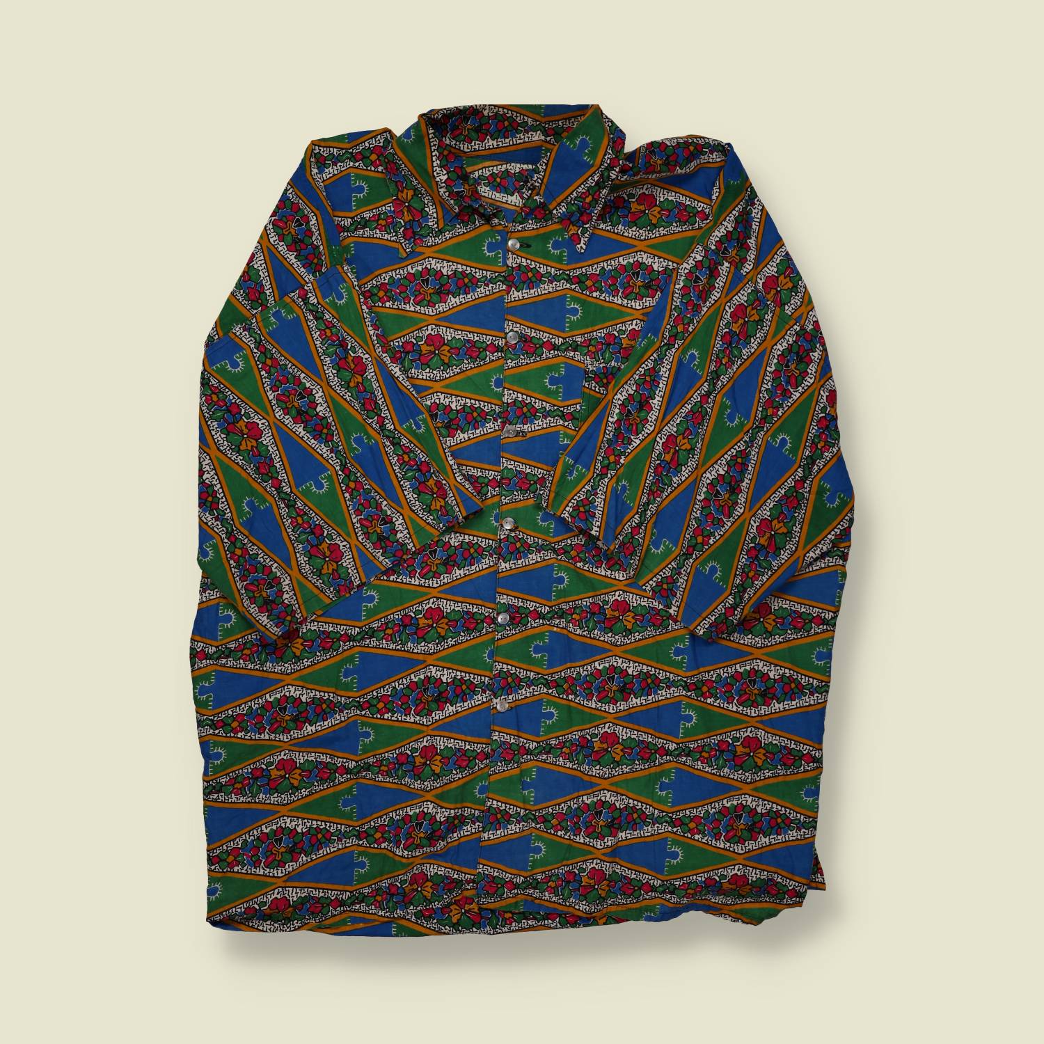 1970s Psychedelic Print Shirt – Multicolour Geometric Pattern - XXL