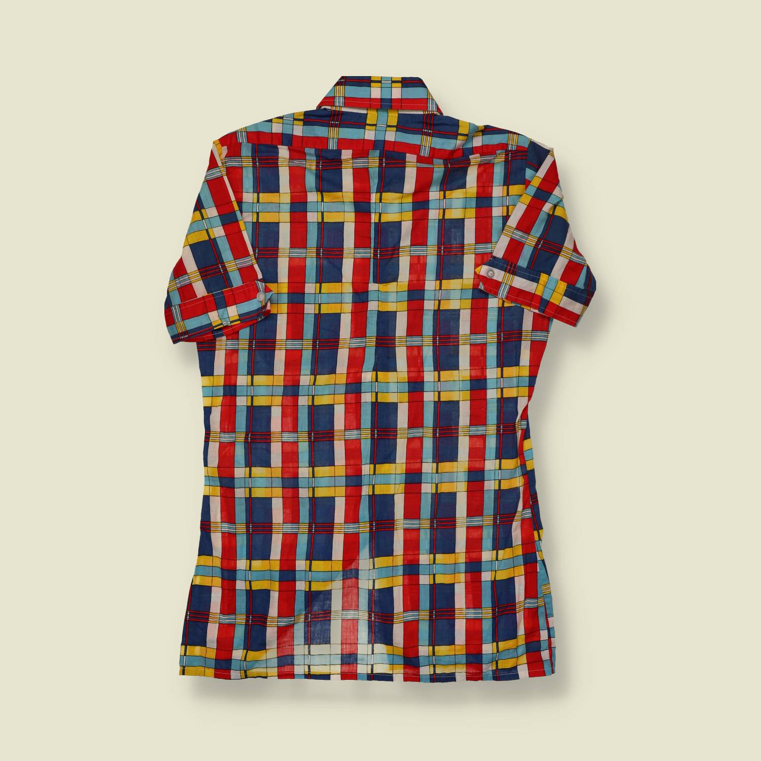 1970s Atelier G Plaid Shirt – Red, Yellow & Blue Check - XS/S