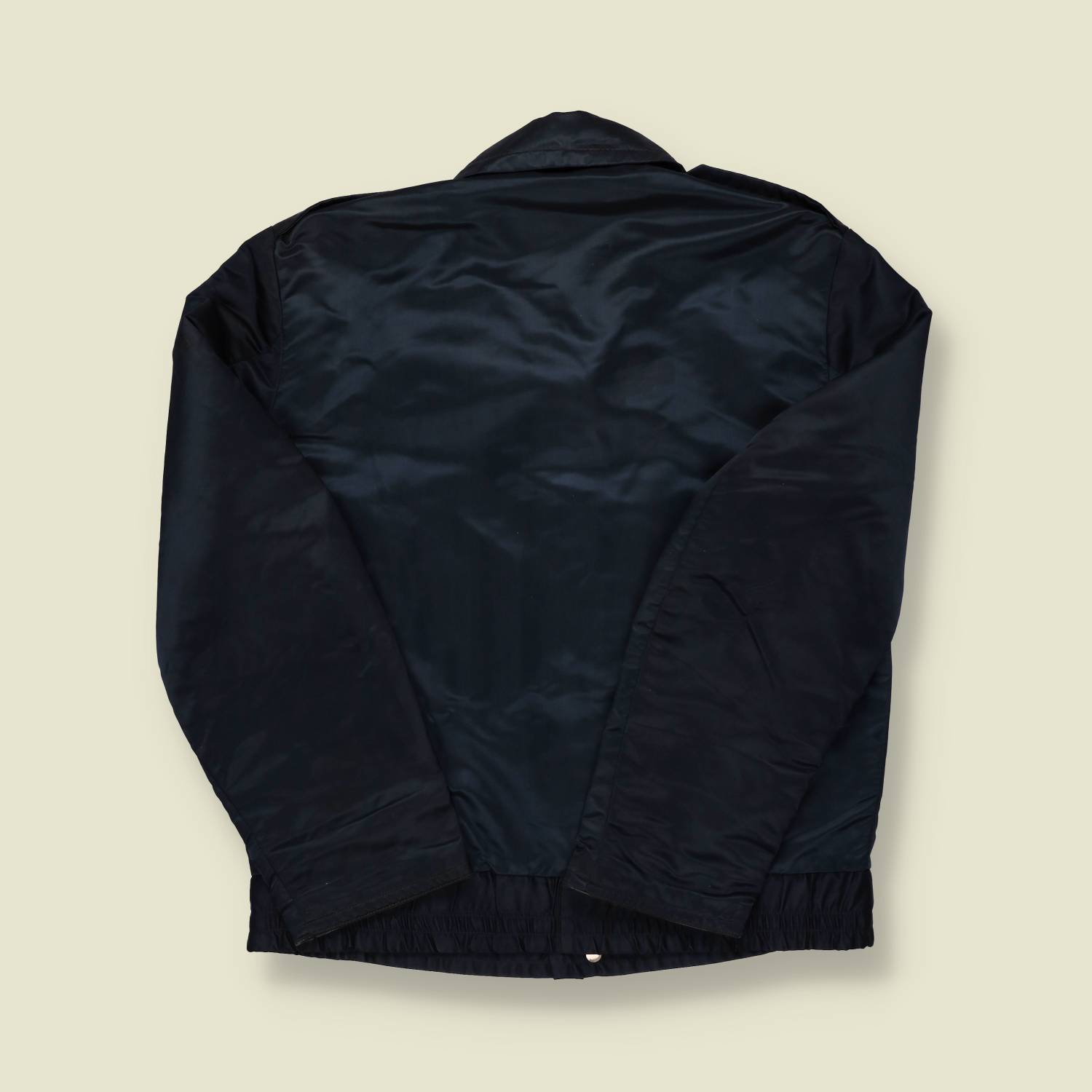 1960s | U.S. Police Patrol Jacket – Navy Satin with Conmar Zip - S/M