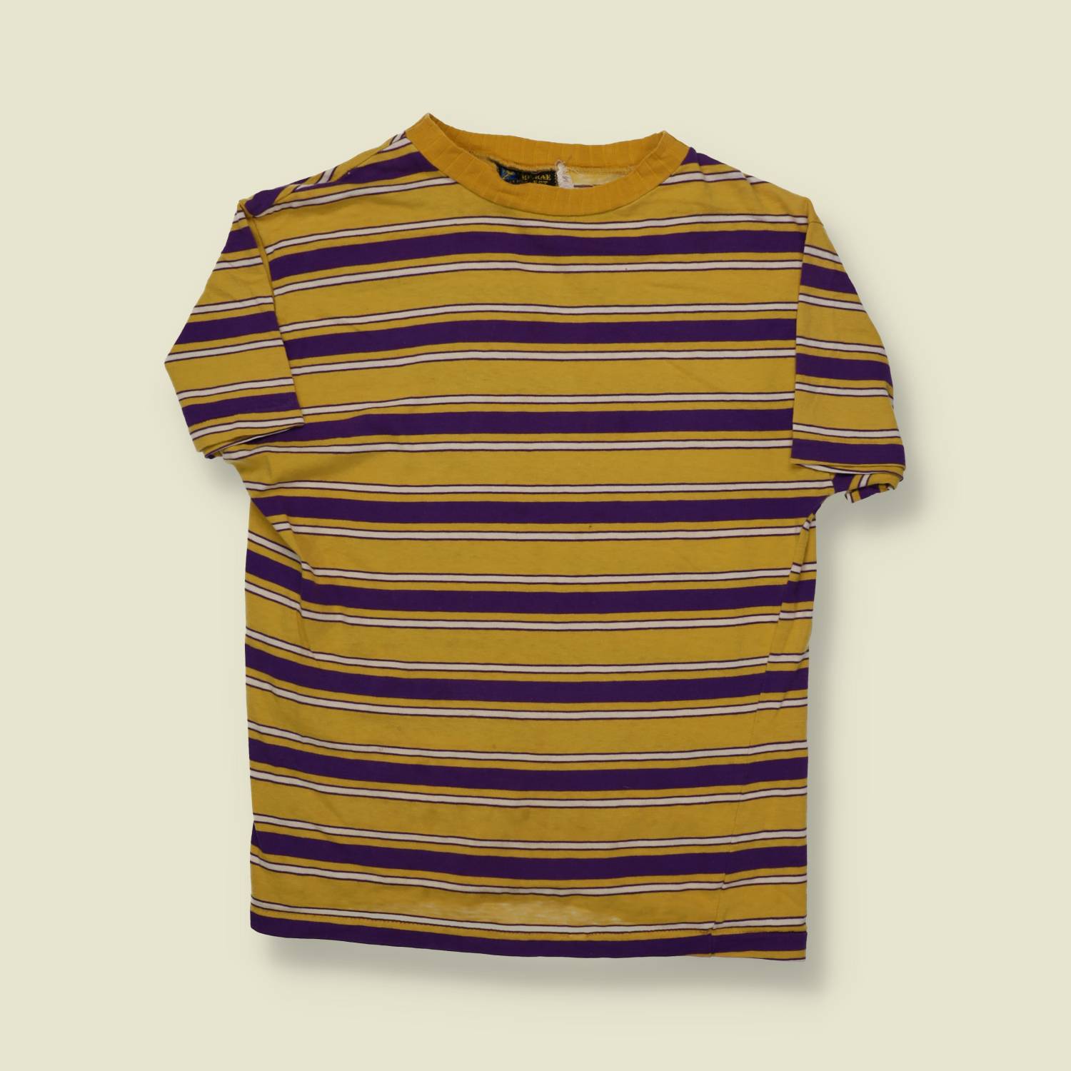 1960s | Marae Press | Striped T-Shirt – Gold & Purple - XS/S