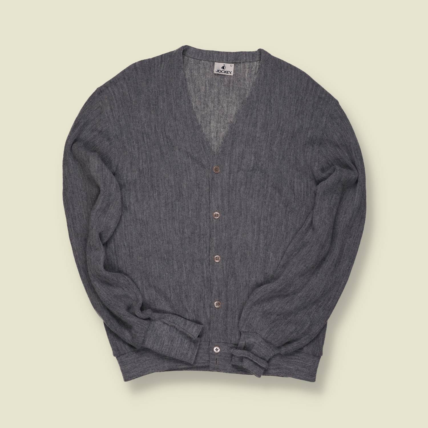 1980s | Jockey | Grey Knit Cardigan - L