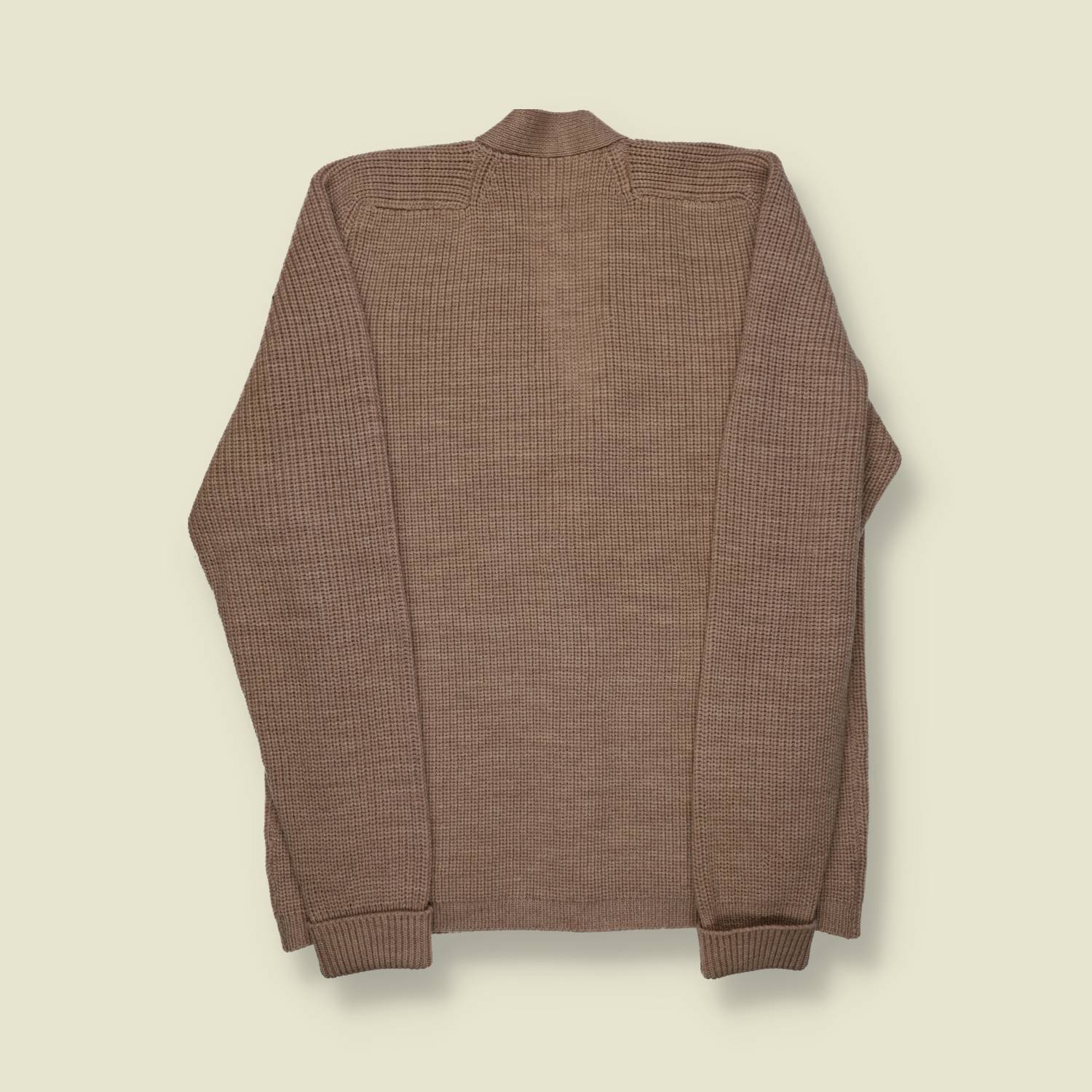 1960s–70s | New Wool | Beige Heavy Knit Cardigan - S