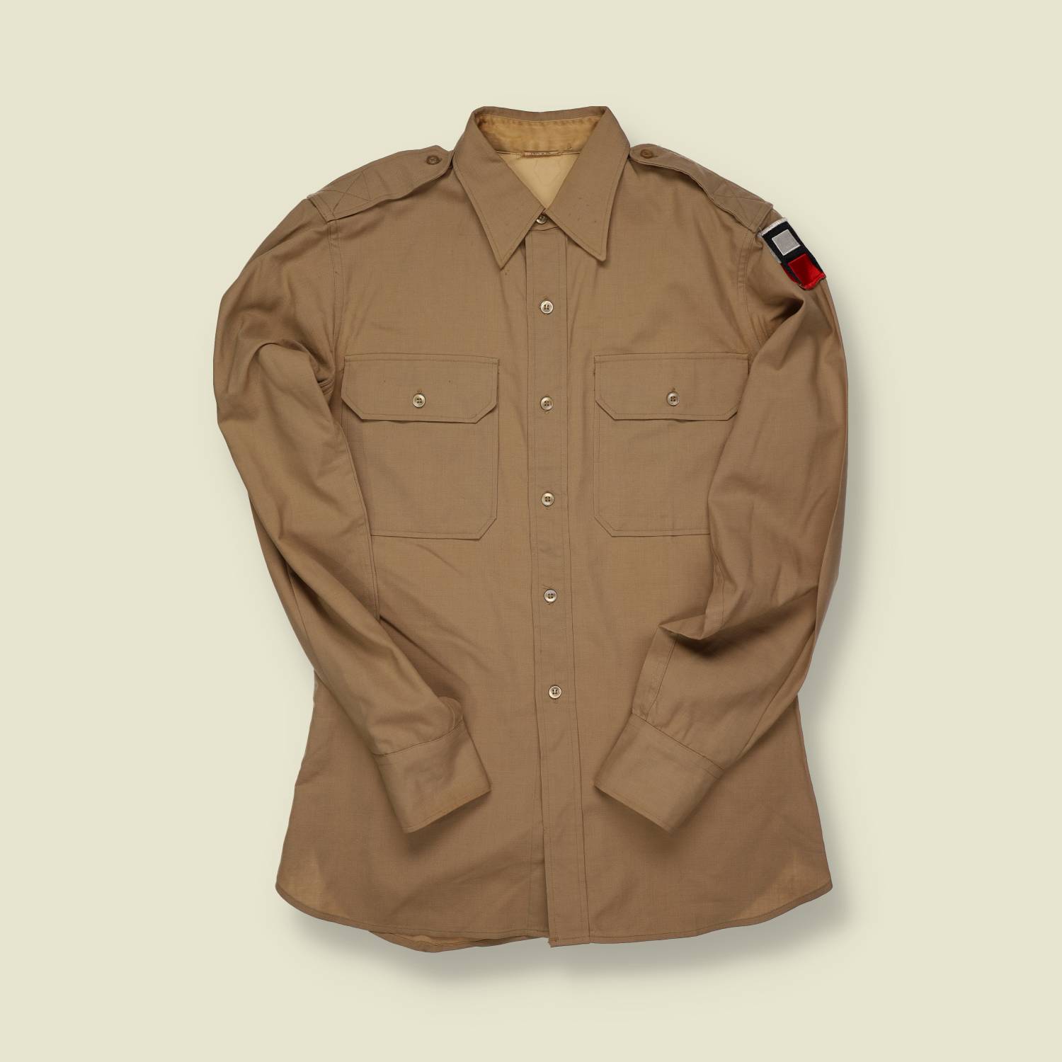1940s | U.S. Army 1st Army Patch | Khaki Service Shirt - S