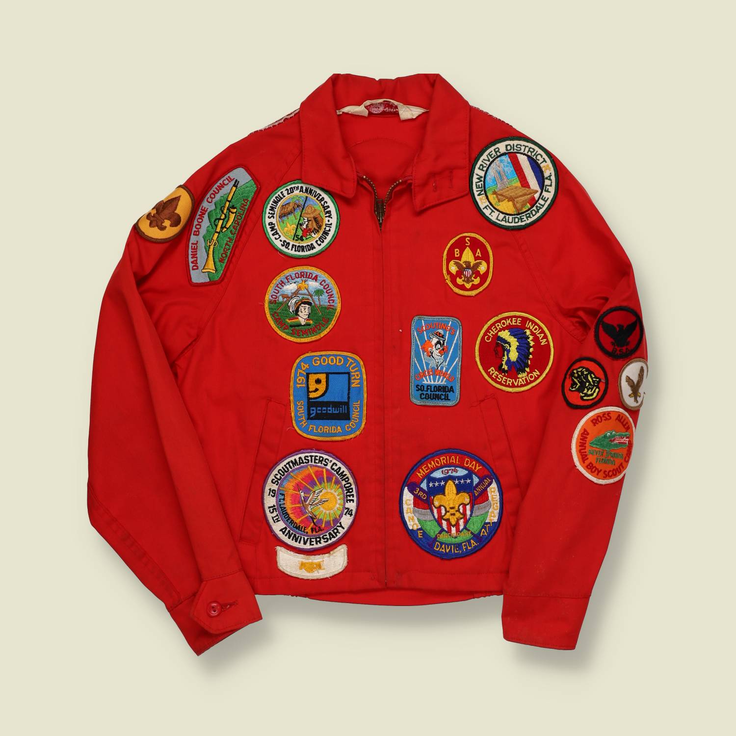 1970s | Boy Scouts of America | Red Patch Jacket – South Florida Councils (Youth Size) - XXS